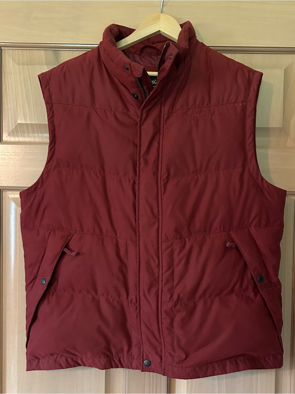 Eddie Bauer EB550 Men’s Quilted Goose Down Zip Puffer Vest Brick Red Size Large
